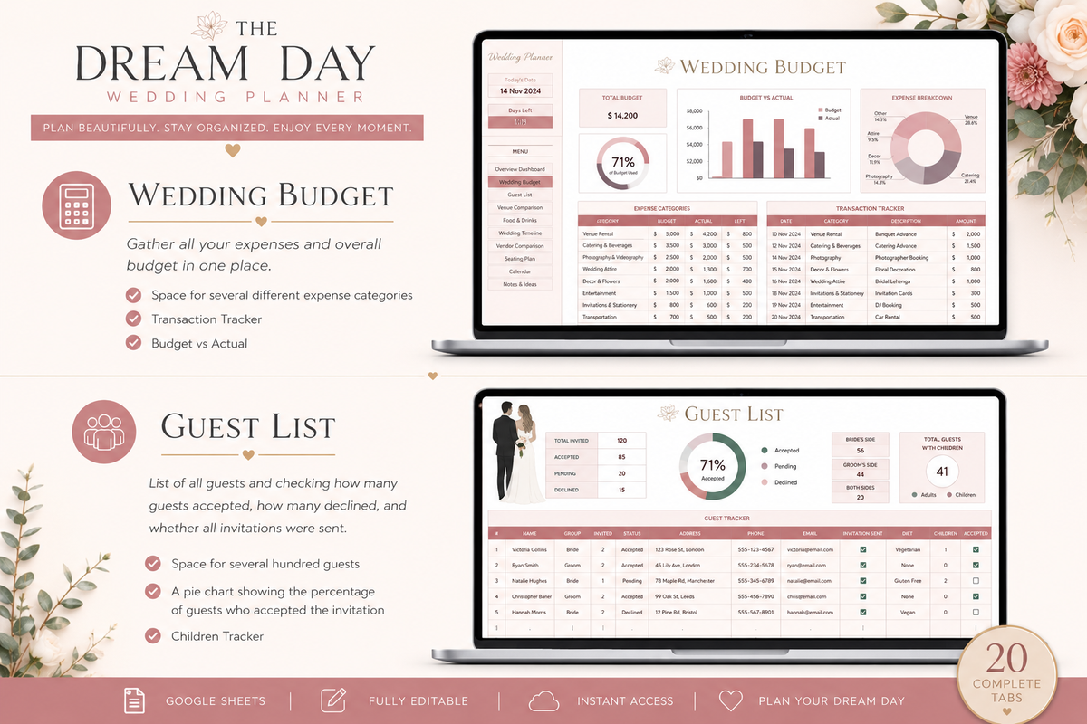 Ultimate Wedding Planner | Budget, Guest List, Seating Chart, Vendors & More